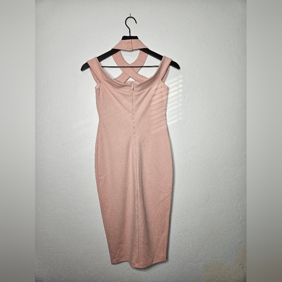 Nookie‎ Hollywood Blush Pink Strappy Cutout Fitted Midi Dress size Medium NWT​ - Picture 11 of 12